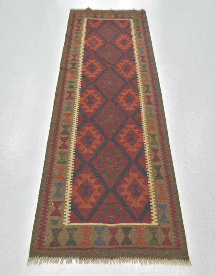 Detail image of  3' 5 x 6' 9  Hand Woven Kilim Maymana Wool Runner Rug
