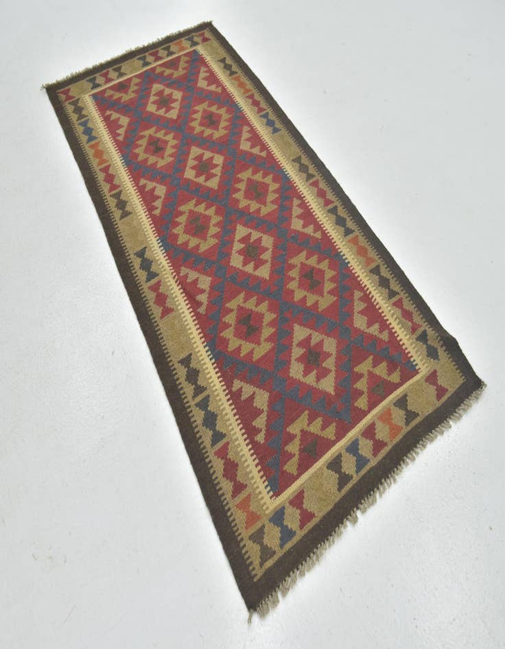 Detail image of  3' 3 x 6' 8  Hand Woven Kilim Maymana Wool Runner Rug