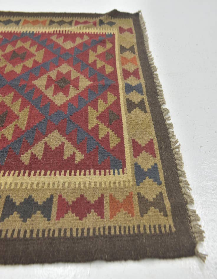 Detail image of  3' 3 x 6' 8  Hand Woven Kilim Maymana Wool Runner Rug