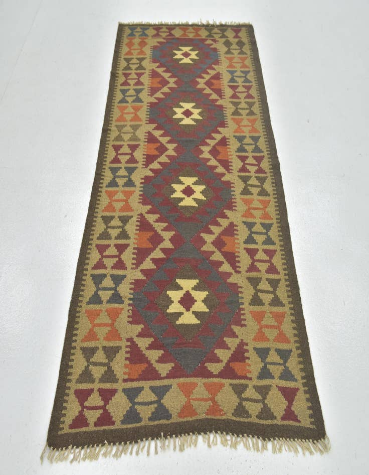 Detail image of  3' 5 x 6' 8  Hand Woven Kilim Maymana Wool Runner Rug