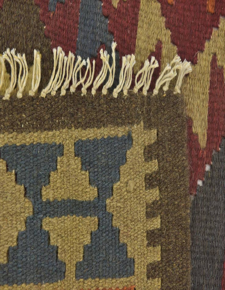 Detail image of  3' 5 x 6' 8  Hand Woven Kilim Maymana Wool Runner Rug
