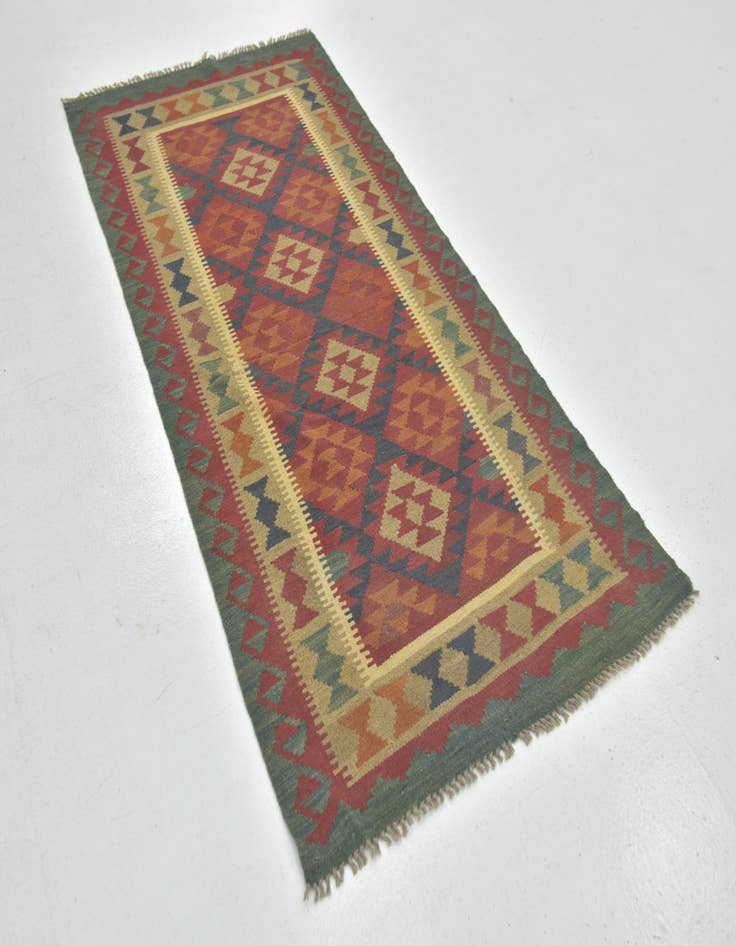 Detail image of  3' 3 x 6' 9  Hand Woven Kilim Maymana Wool Runner Rug