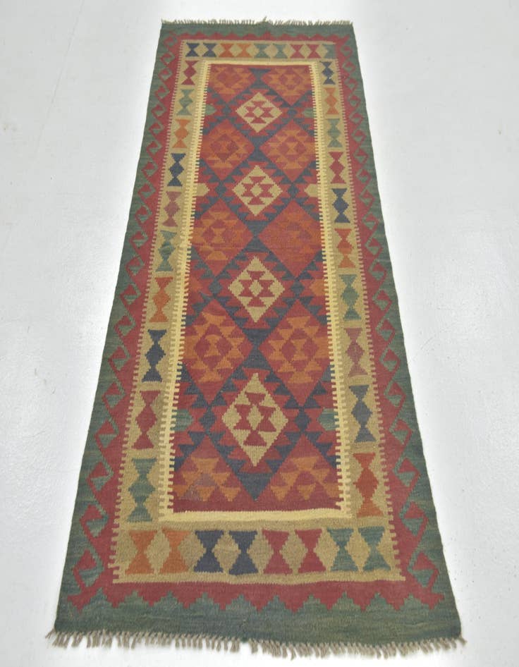 Detail image of  3' 3 x 6' 9  Hand Woven Kilim Maymana Wool Runner Rug