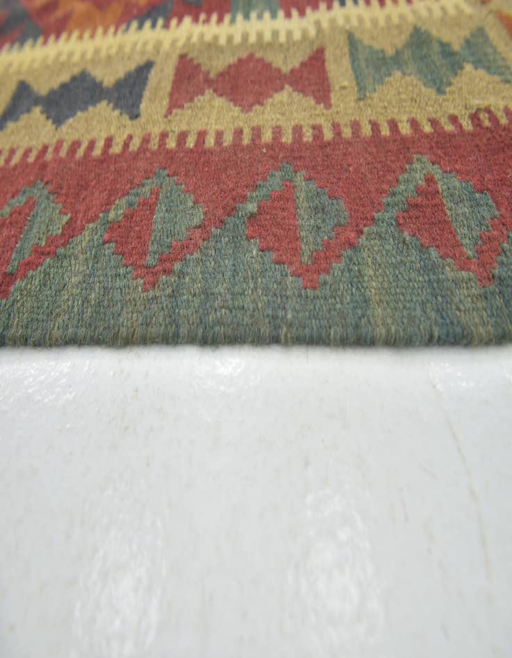 Detail image of  3' 3 x 6' 9  Hand Woven Kilim Maymana Wool Runner Rug