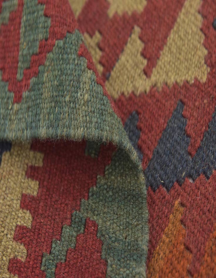 Detail image of  3' 3 x 6' 9  Hand Woven Kilim Maymana Wool Runner Rug