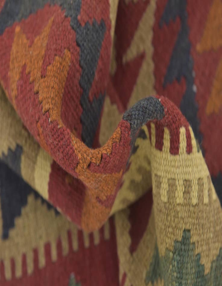 Detail image of  3' 3 x 6' 9  Hand Woven Kilim Maymana Wool Runner Rug