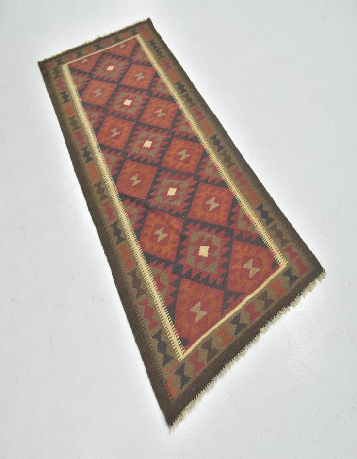 Detail image of  3' 3 x 6' 5  Hand Woven Kilim Maymana Wool Runner Rug