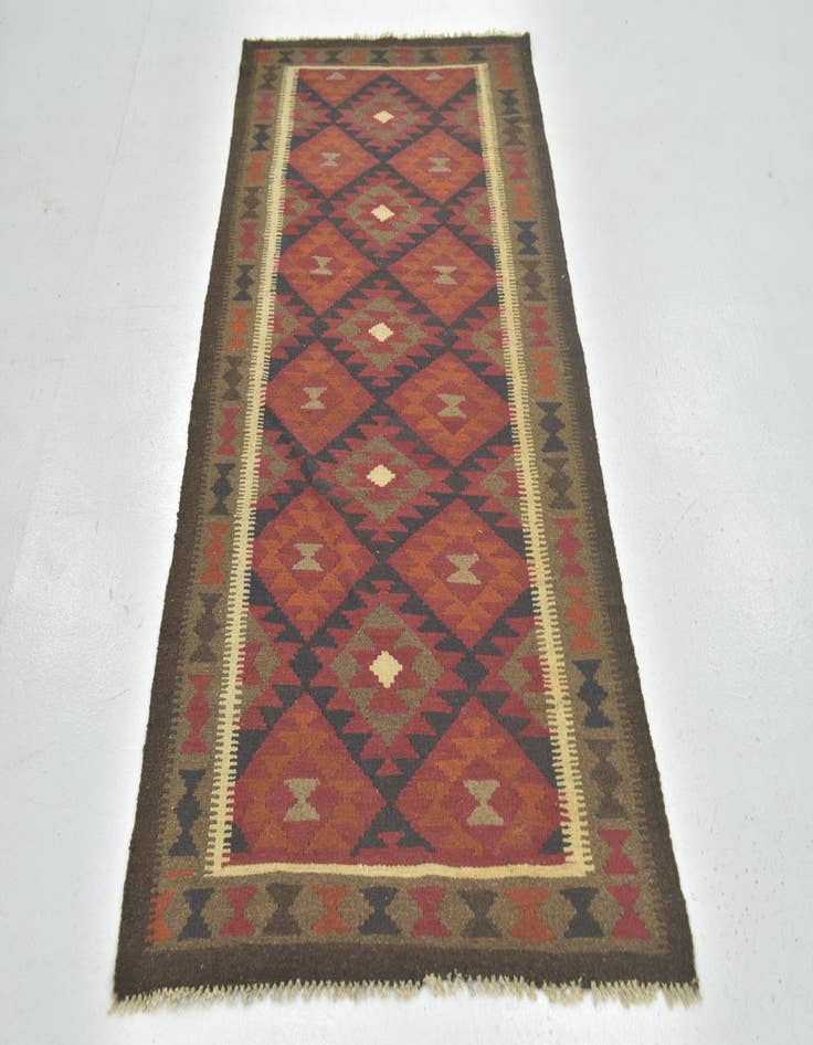 Detail image of  3' 3 x 6' 5  Hand Woven Kilim Maymana Wool Runner Rug