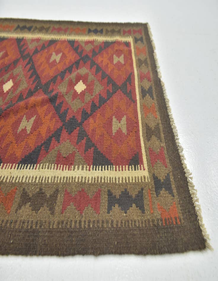 Detail image of  3' 3 x 6' 5  Hand Woven Kilim Maymana Wool Runner Rug