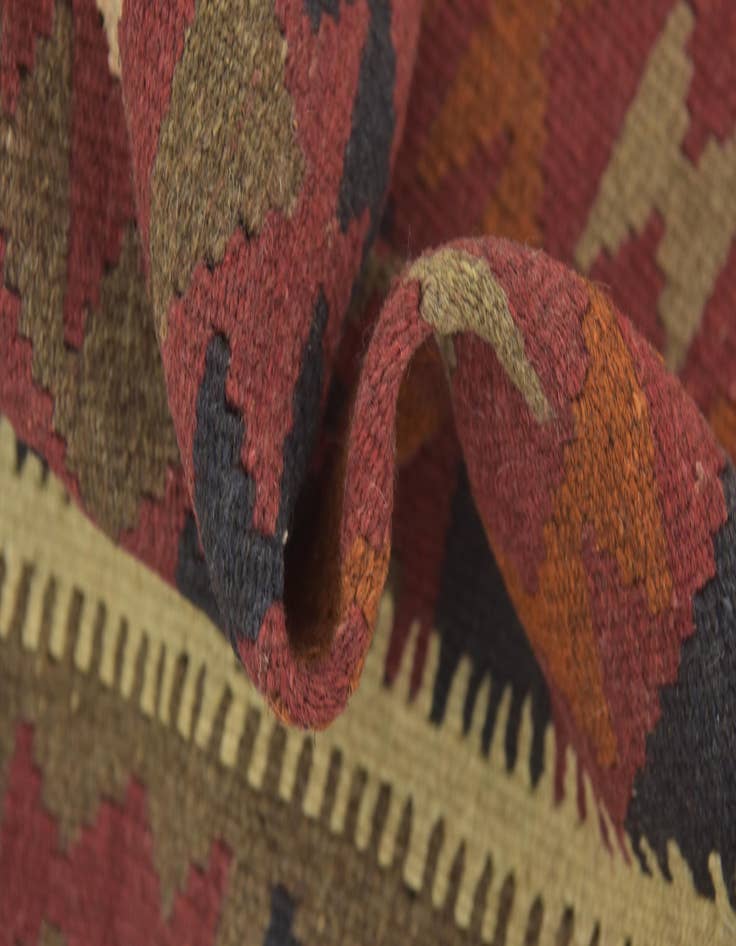 Detail image of  3' 3 x 6' 5  Hand Woven Kilim Maymana Wool Runner Rug
