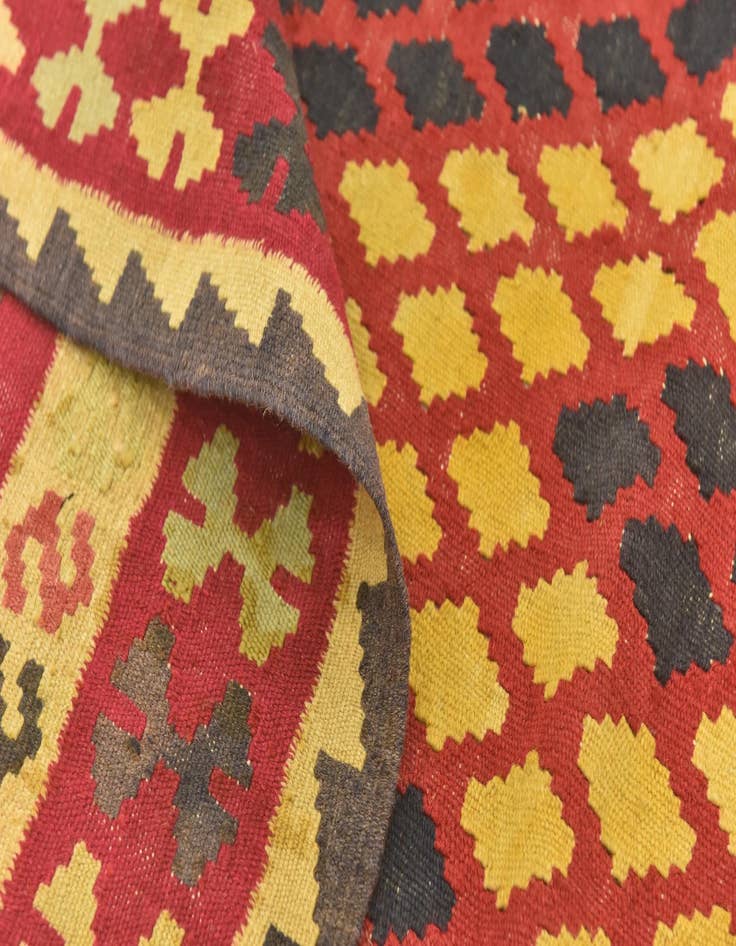 Detail image of  3' 4 x 6' 3  Hand Woven Kilim Maymana Wool Runner Rug