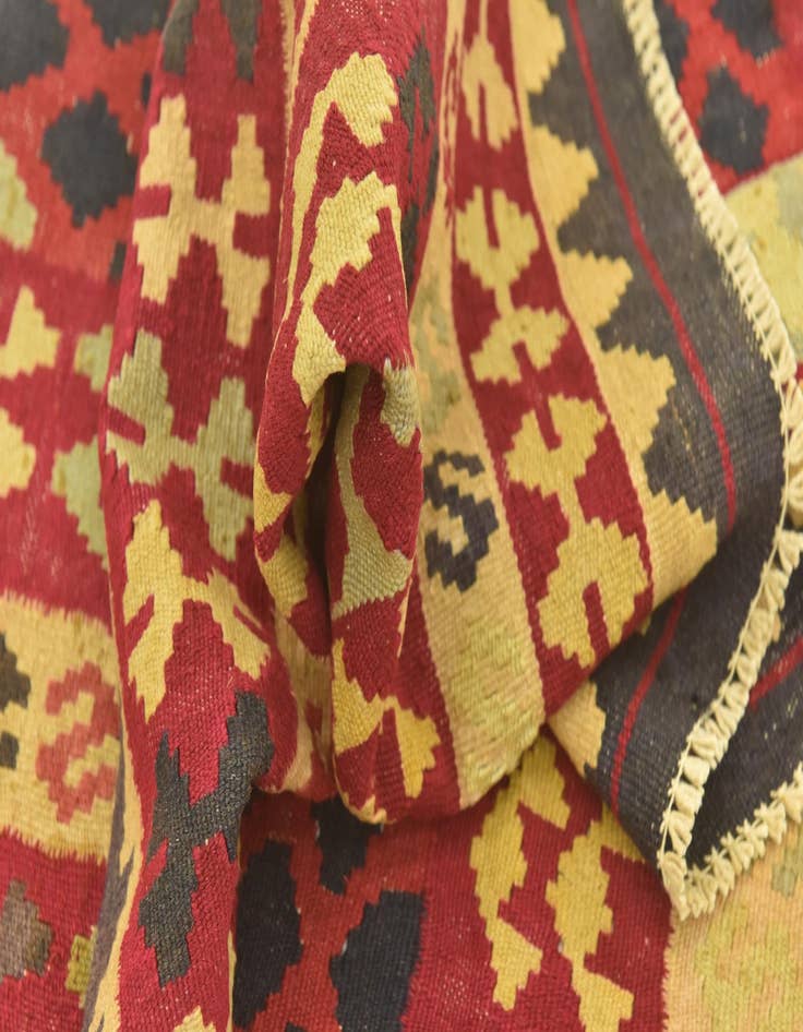 Detail image of  3' 4 x 6' 3  Hand Woven Kilim Maymana Wool Runner Rug