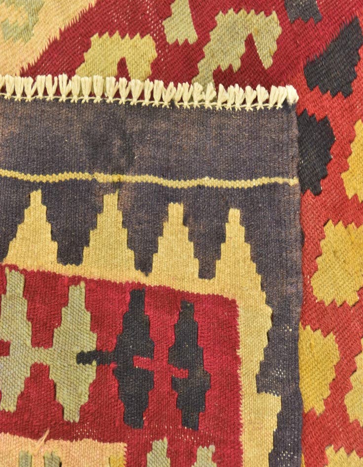 Detail image of  3' 4 x 6' 3  Hand Woven Kilim Maymana Wool Runner Rug