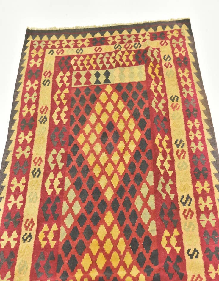 Detail image of  3' 4 x 6' 3  Hand Woven Kilim Maymana Wool Runner Rug