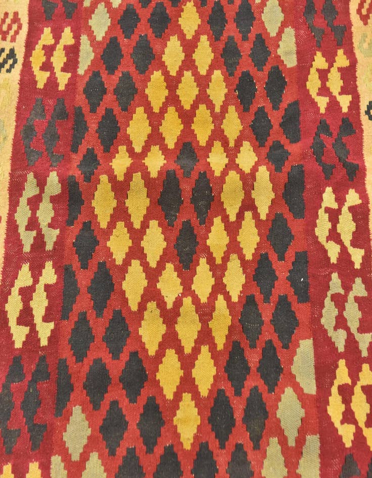 Detail image of  3' 4 x 6' 3  Hand Woven Kilim Maymana Wool Runner Rug