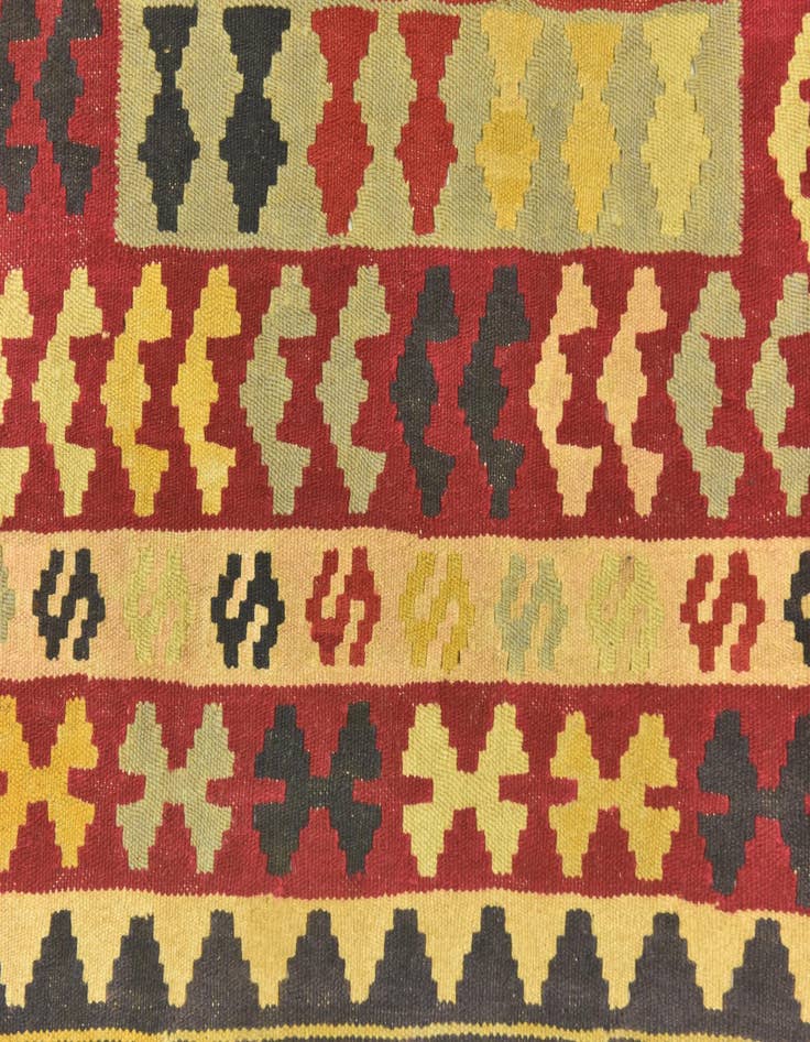 Detail image of  3' 4 x 6' 3  Hand Woven Kilim Maymana Wool Runner Rug