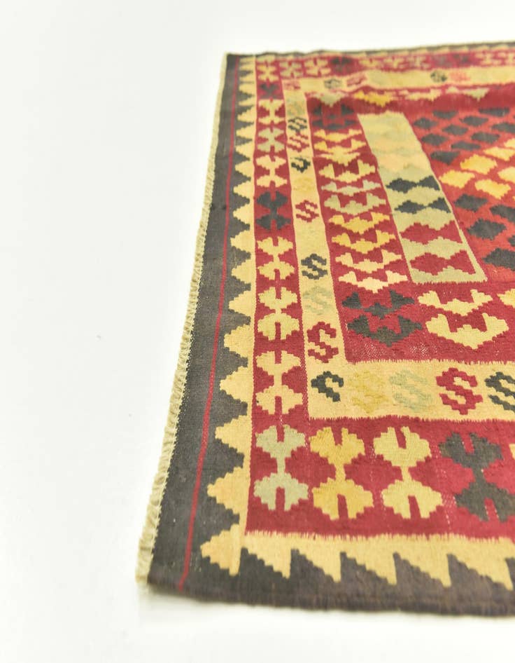 Detail image of  3' 4 x 6' 3  Hand Woven Kilim Maymana Wool Runner Rug
