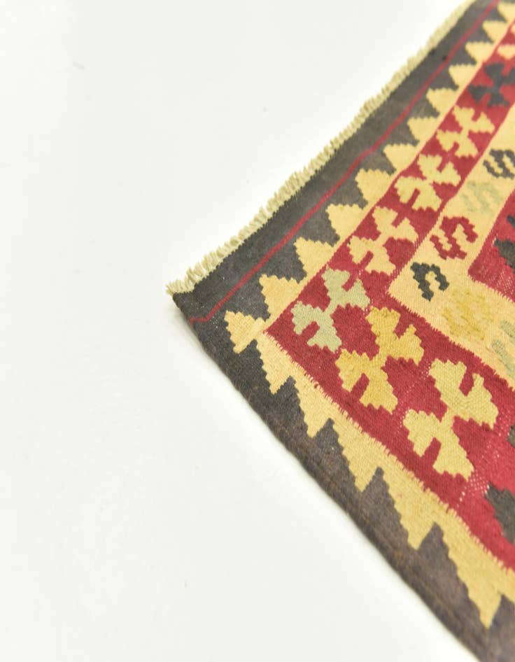 Detail image of  3' 4 x 6' 3  Hand Woven Kilim Maymana Wool Runner Rug