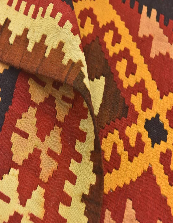 Detail image of  3' 7 x 6' 8  Hand Woven Kilim Maymana Wool Runner Rug