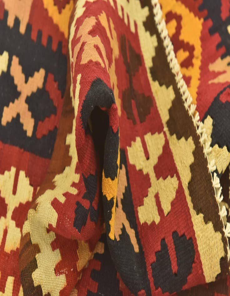 Detail image of  3' 7 x 6' 8  Hand Woven Kilim Maymana Wool Runner Rug