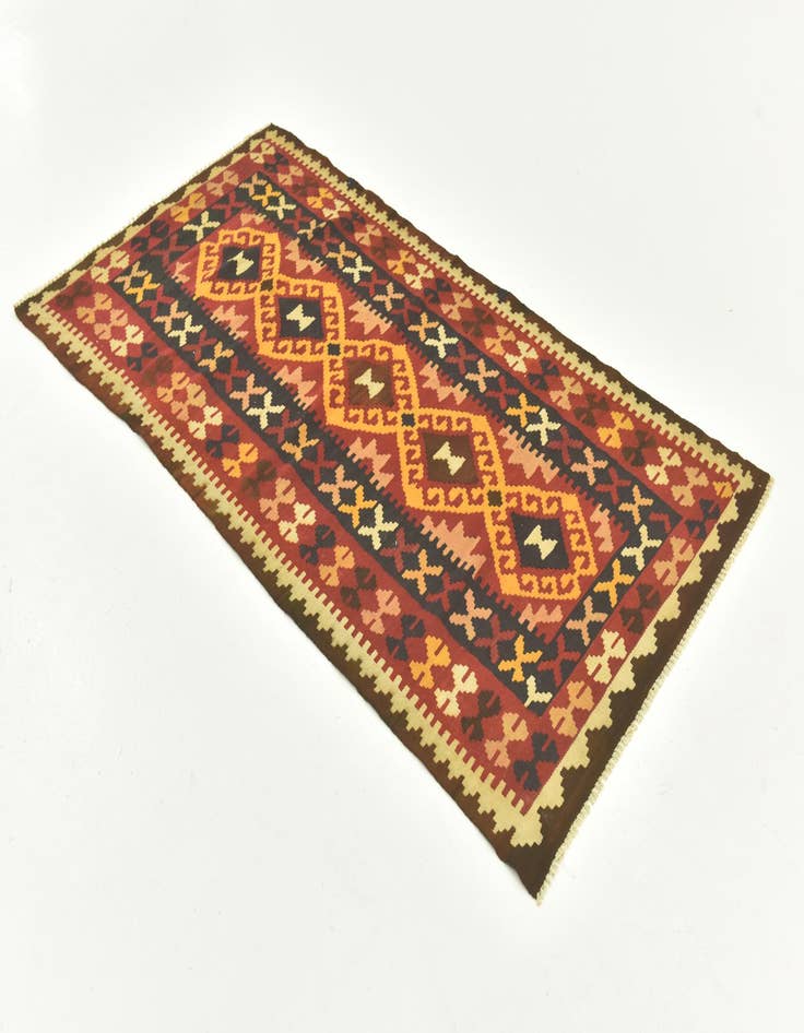 Detail image of  3' 7 x 6' 8  Hand Woven Kilim Maymana Wool Runner Rug
