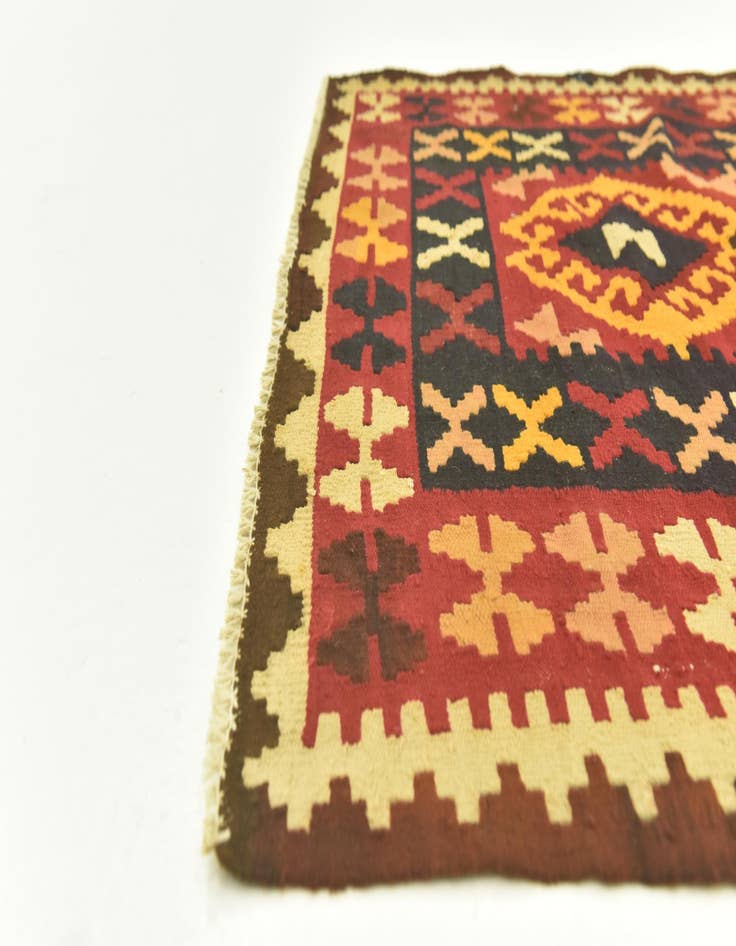 Detail image of  3' 7 x 6' 8  Hand Woven Kilim Maymana Wool Runner Rug