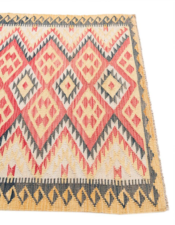 Detail image of  3' 4 x 6' 7  Hand Woven Kilim Maymana Wool Runner Rug