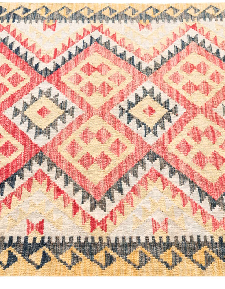 Detail image of  3' 4 x 6' 7  Hand Woven Kilim Maymana Wool Runner Rug