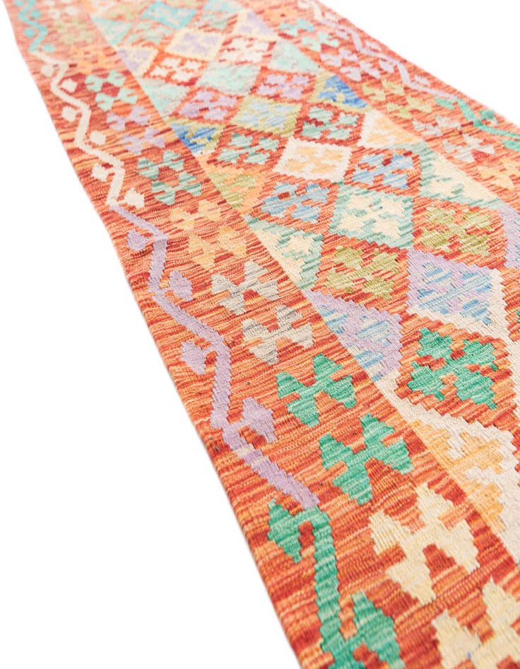 Detail image of  2' 10 x 9' 10  Hand Woven Kilim Maymana Wool Runner Rug