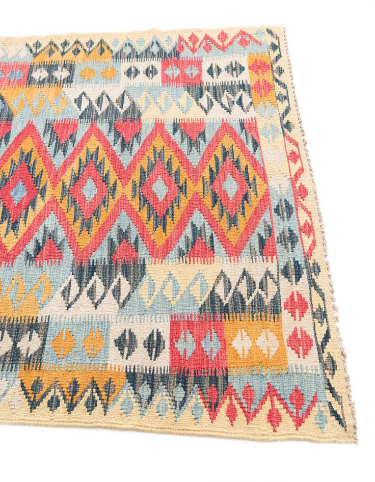 Detail image of  3' 3 x 6' 6  Hand Woven Kilim Maymana Wool Runner Rug