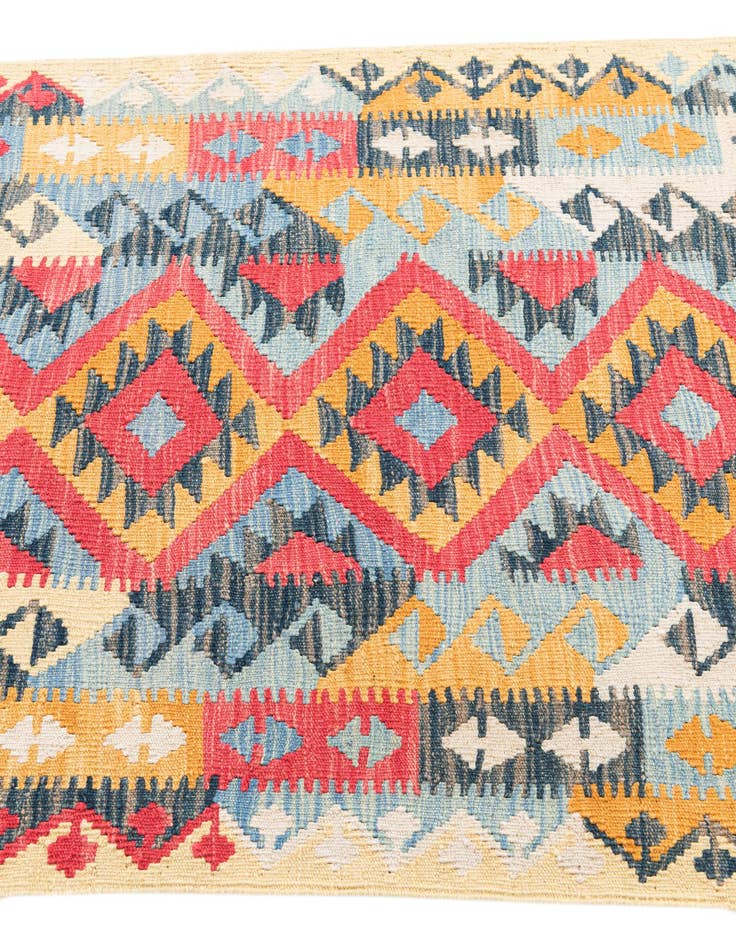 Detail image of  3' 3 x 6' 6  Hand Woven Kilim Maymana Wool Runner Rug