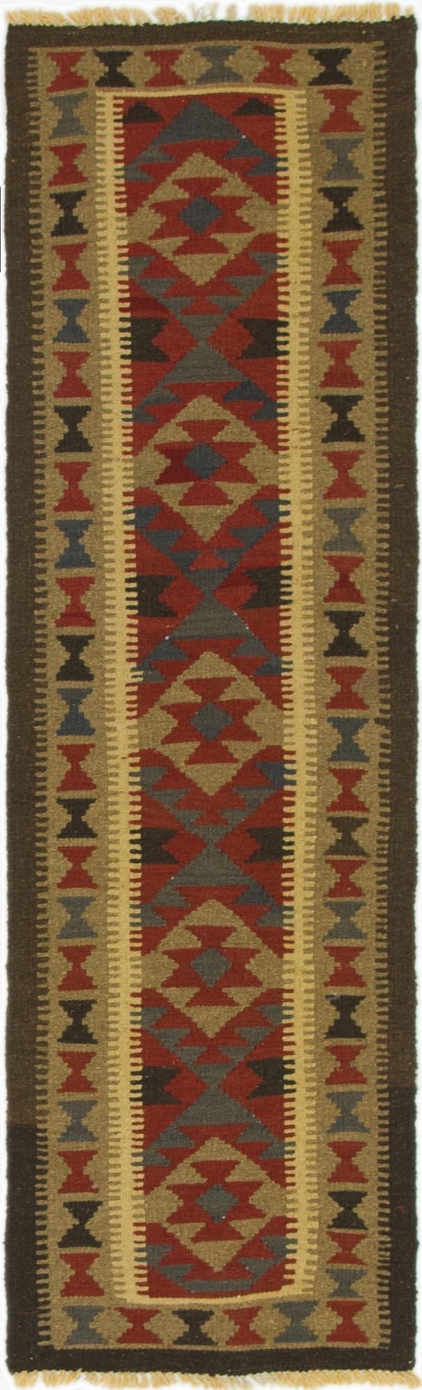  2' x 6' 6  Hand Woven Kilim Maymana Wool Runner Rug