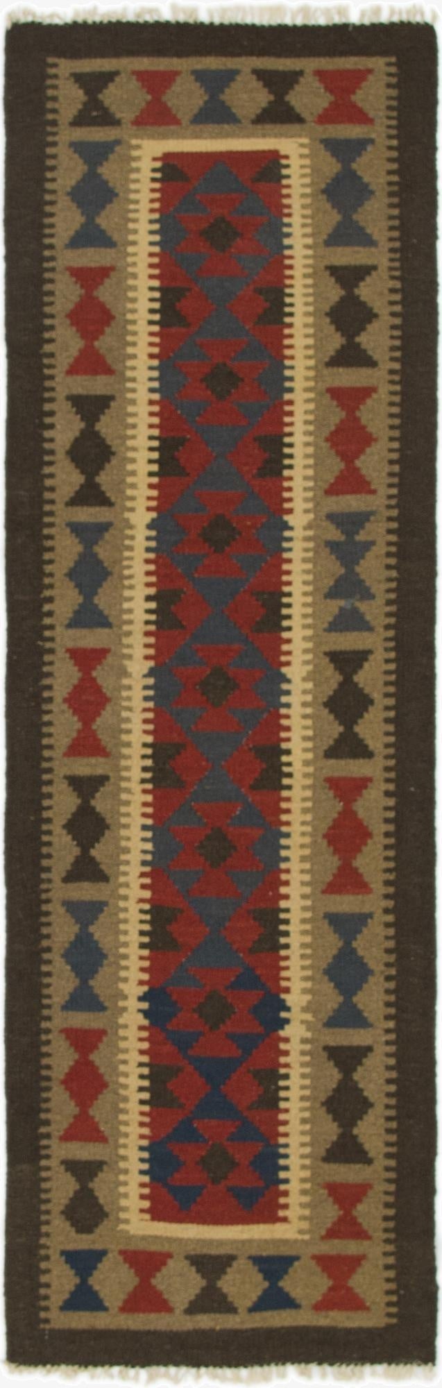  2' x 6' 4  Hand Woven Kilim Maymana Wool Runner Rug