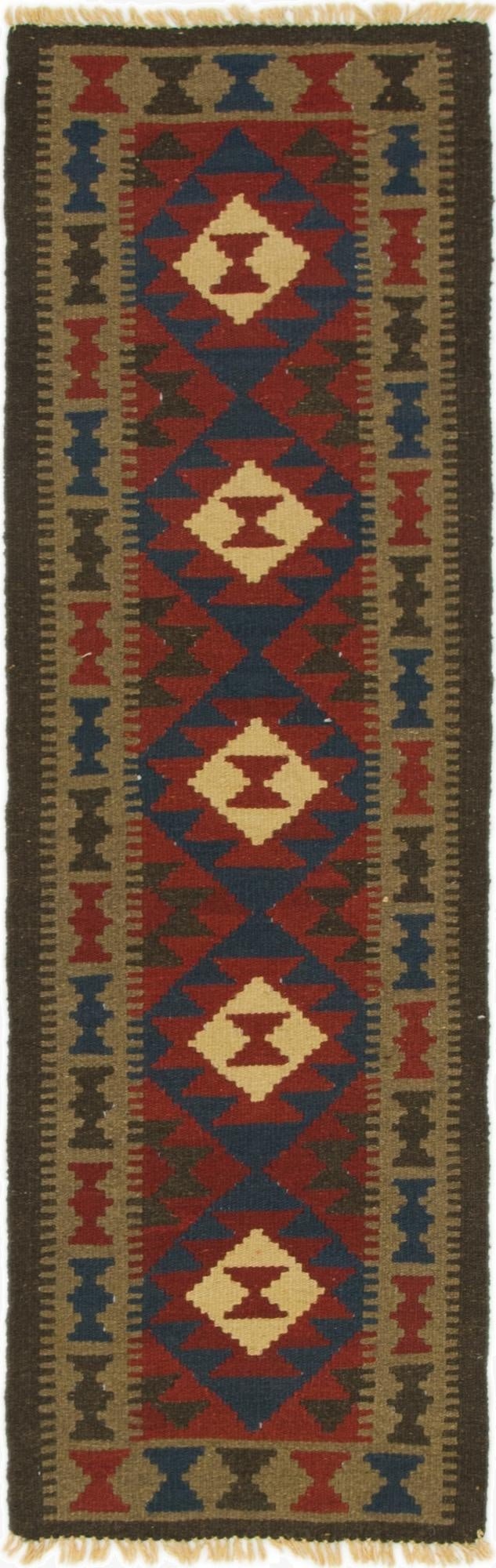  2' x 6' 4  Hand Woven Kilim Maymana Wool Runner Rug