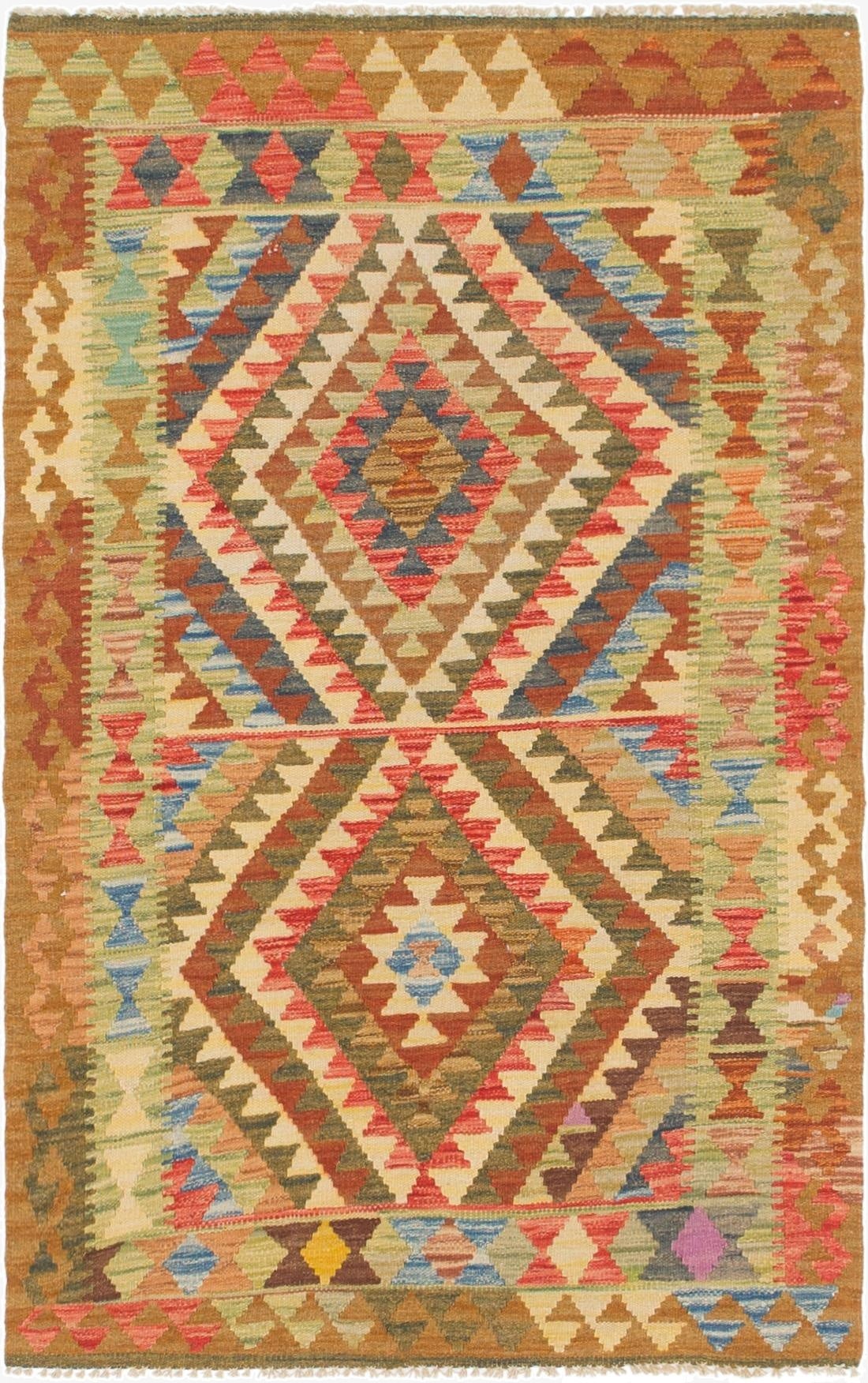  3' 2 x 6'  Hand Woven Kilim Maymana Wool Runner Rug