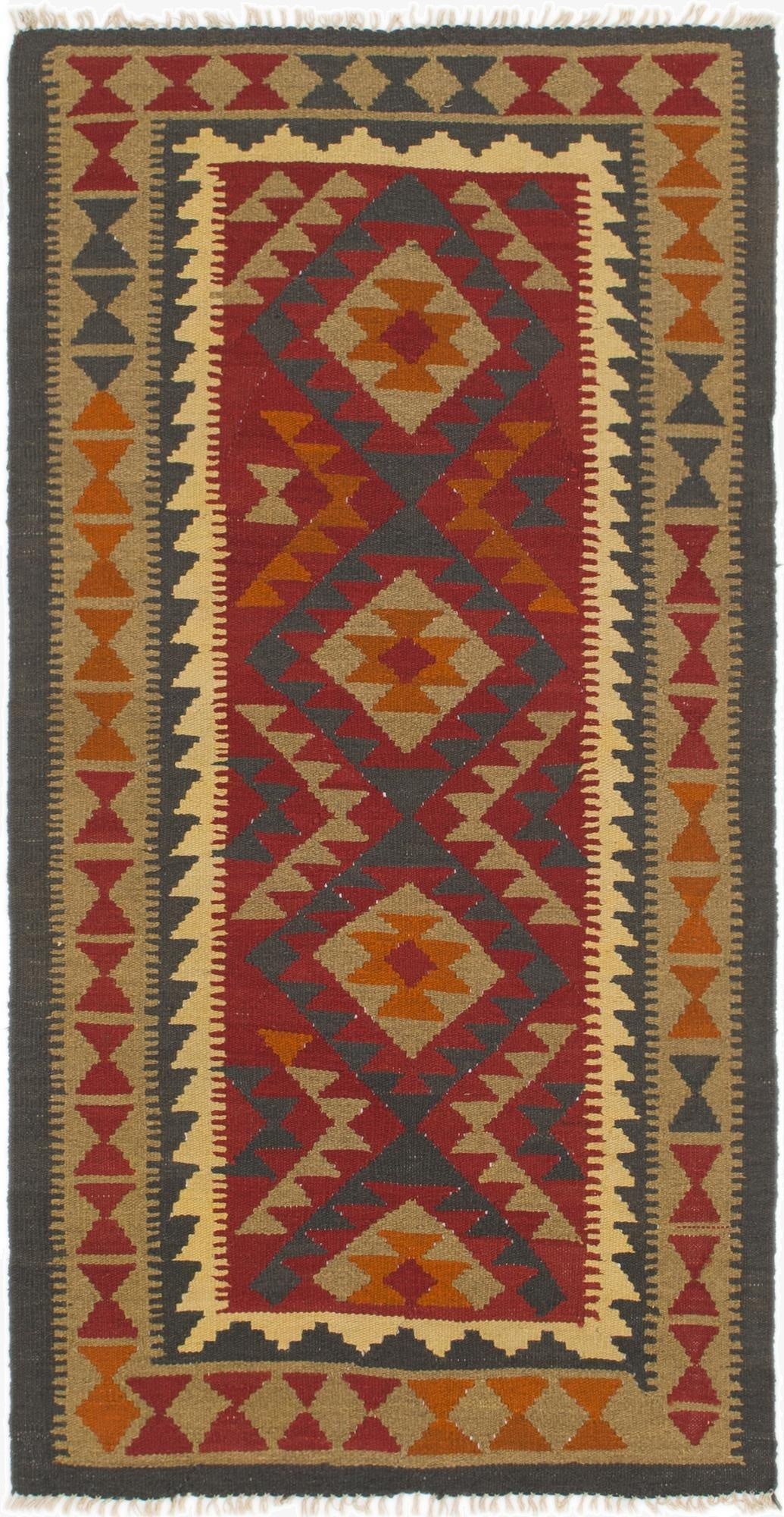  3' 6 x 6' 9  Hand Woven Kilim Maymana Wool Runner Rug