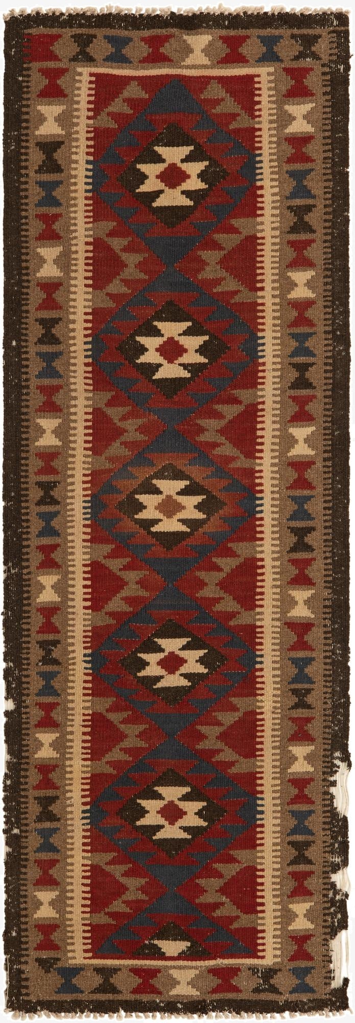  2' 3 x 6' 8  Hand Woven Kilim Maymana Wool Runner Rug