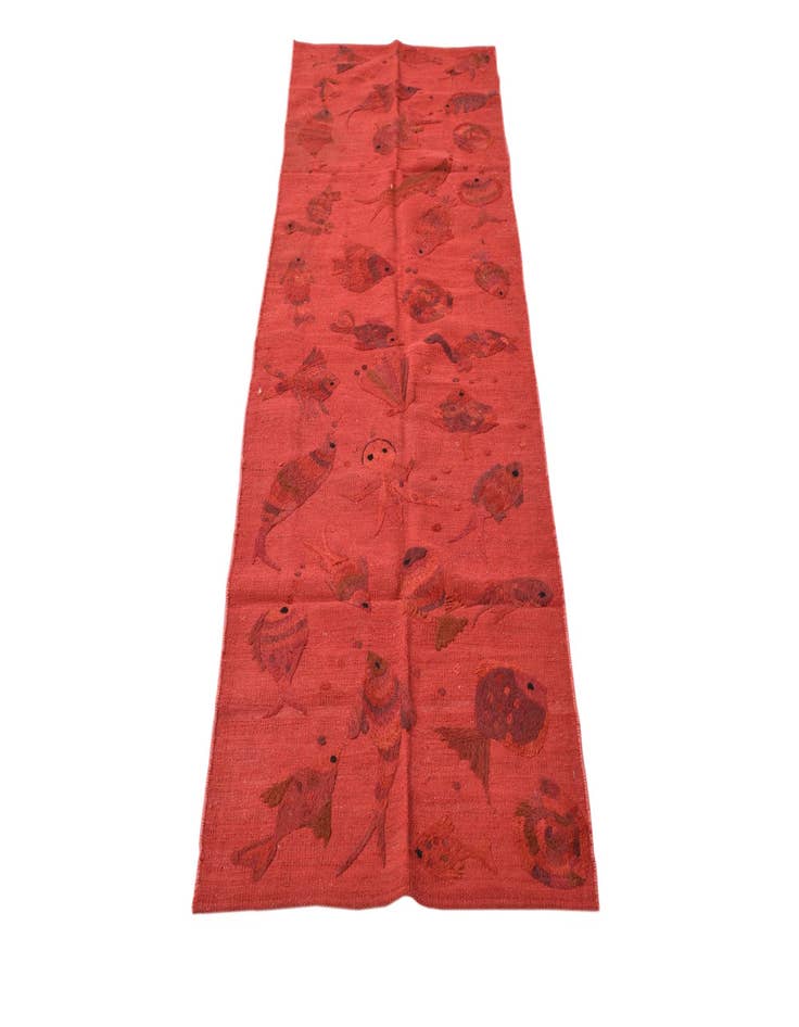 Detail image of  2' 4 x 7' 8  Hand Woven Kilim Suzani Wool Runner Rug