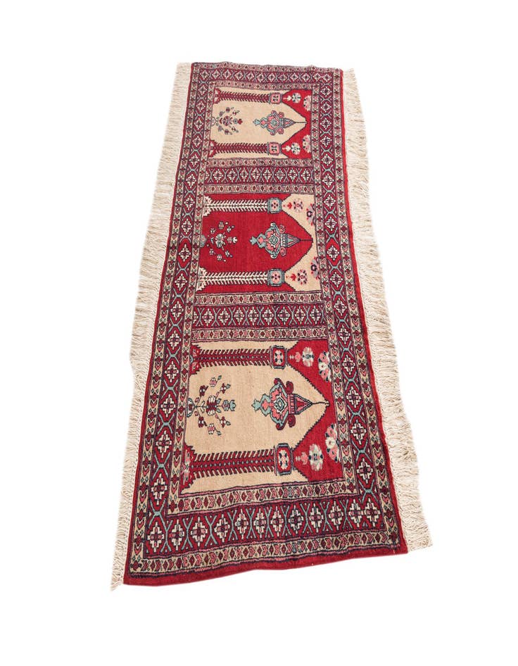 Detail image of 2' 7 x 6' 7 Hand Knotted Lahour Oriental Wool Runner Rug