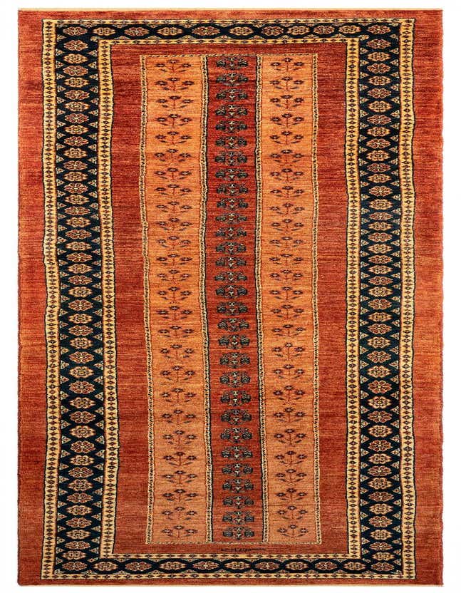 A 10 ft runner rug in traditional Persian style, featuring a rich red field with intricate floral and geometric patterns in navy blue and gold.