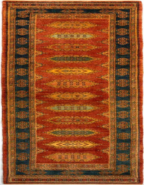 A 13 ft runner rug in a traditional Persian style, featuring a rich red field with intricate gold and teal patterns, perfect for a hallway.