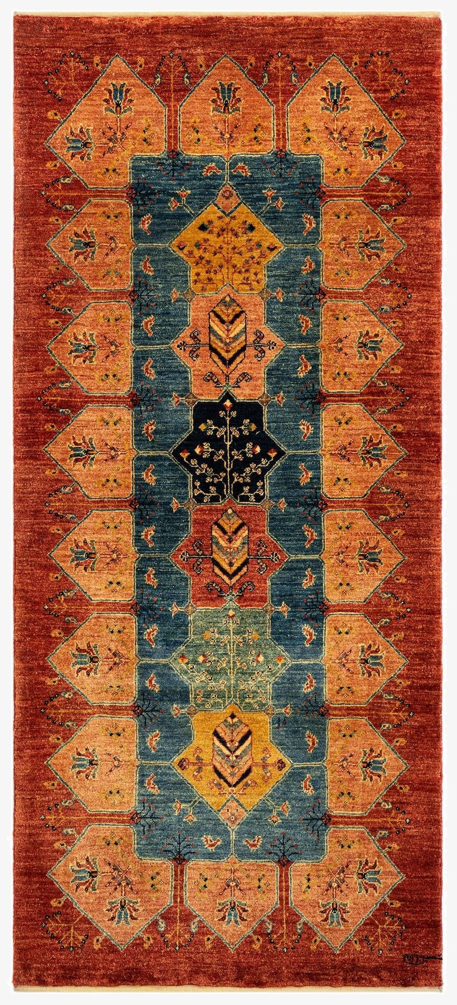  3' x 6' 8 Luribaft Wool Runner Rug