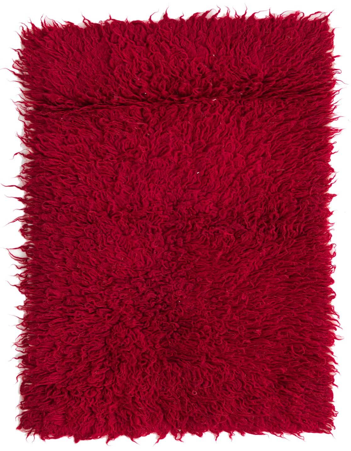 A vibrant red 4 ft runner rug with a plush, shaggy texture, ideal for a hallway.