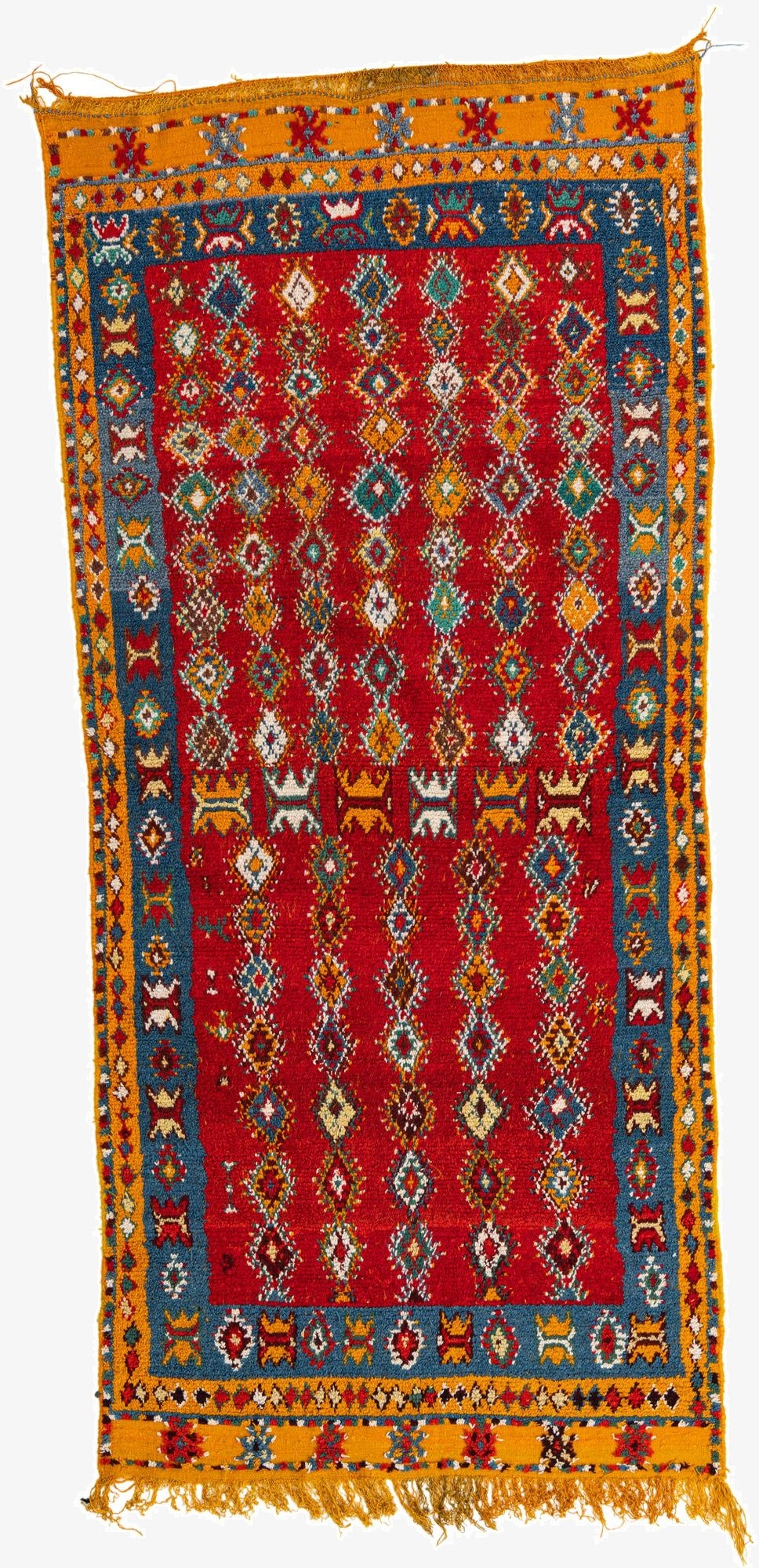  4' 3 x 9' 8  Hand Knotted Moroccan Oriental Wool Runner Rug