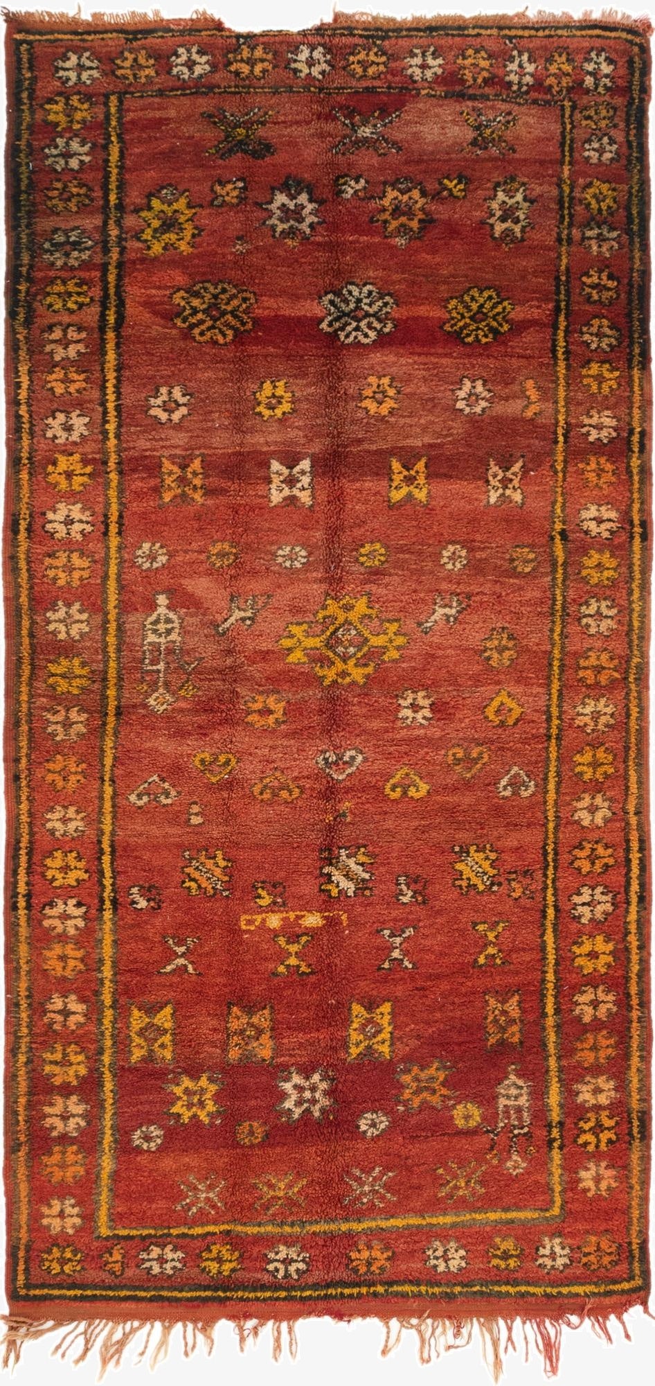  4' 3 x 8' 9  Hand Knotted Moroccan Wool Runner Rug