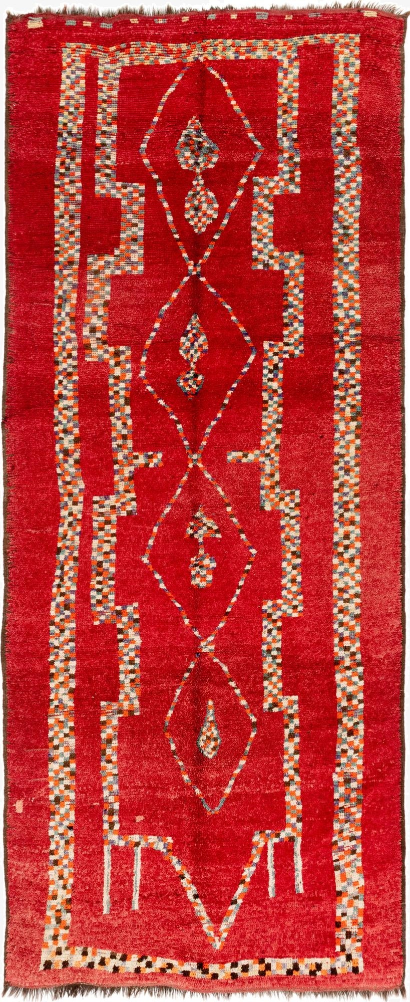  5' 4 x 13' 2  Hand Knotted Moroccan Wool Runner Rug