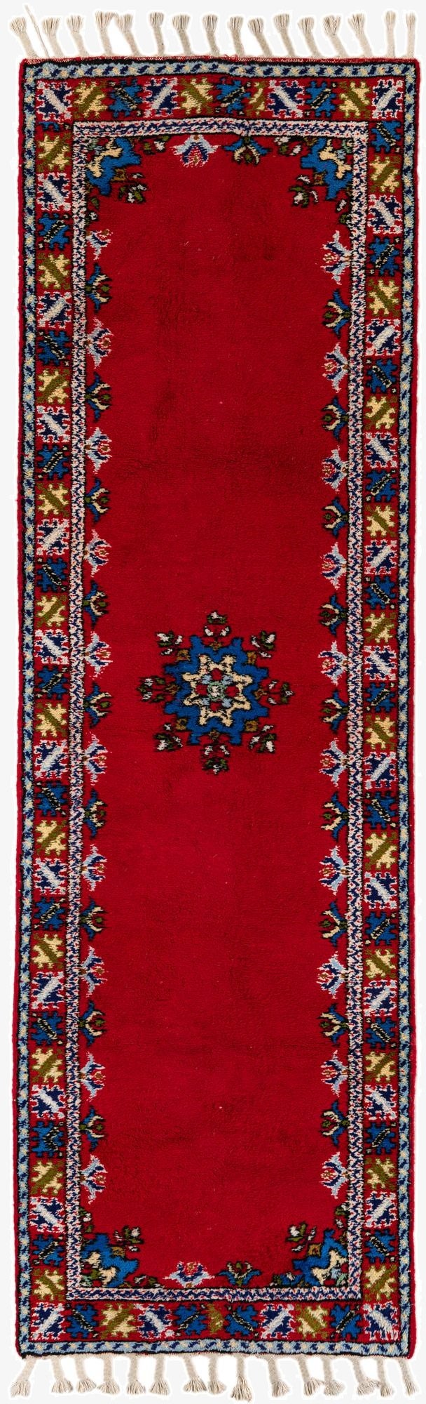  2' 10 x 9' 6  Hand Knotted Moroccan Wool Runner Rug