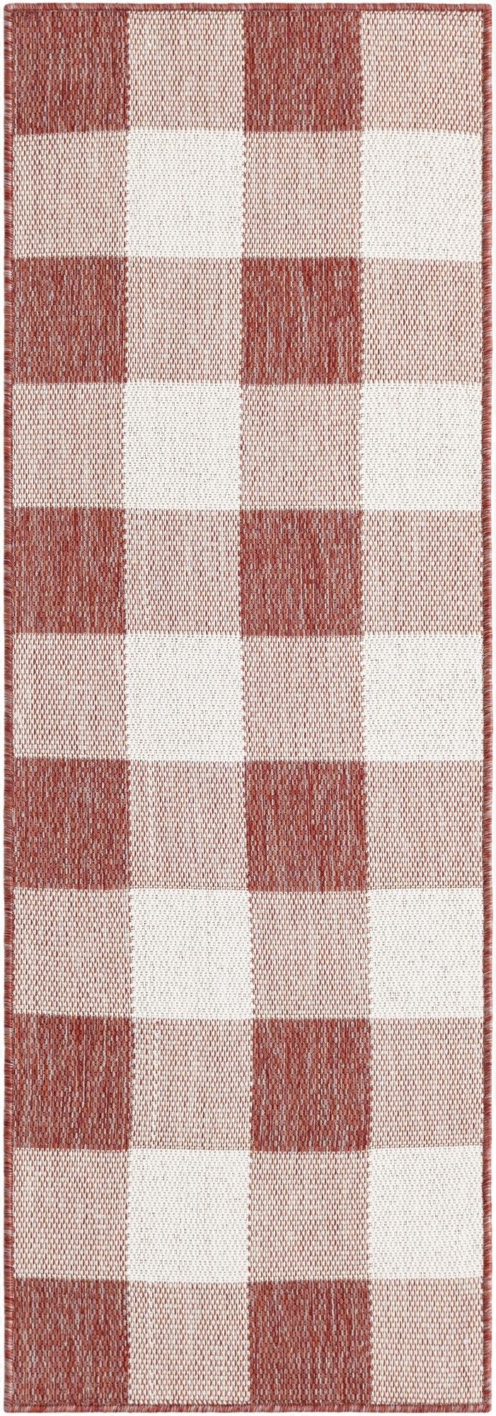  2' x 6'  Washable Checkered Indoor / Outdoor Runner Rug