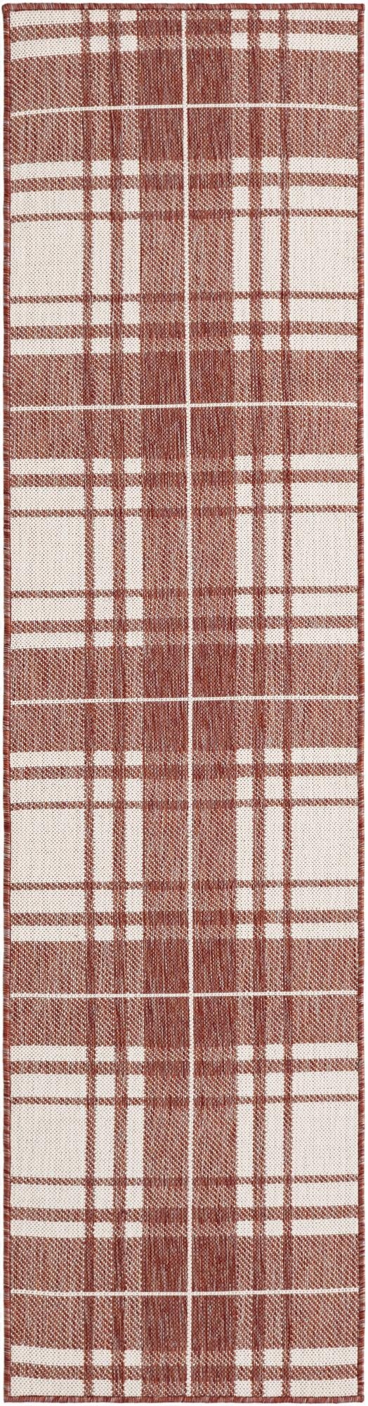  2' x 8'  Washable Checkered Indoor / Outdoor Runner Rug