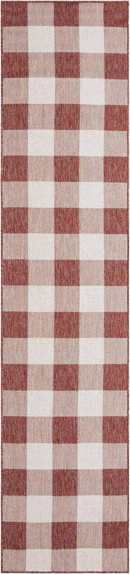  2' 7 x 12'  Washable Checkered Indoor / Outdoor Runner Rug